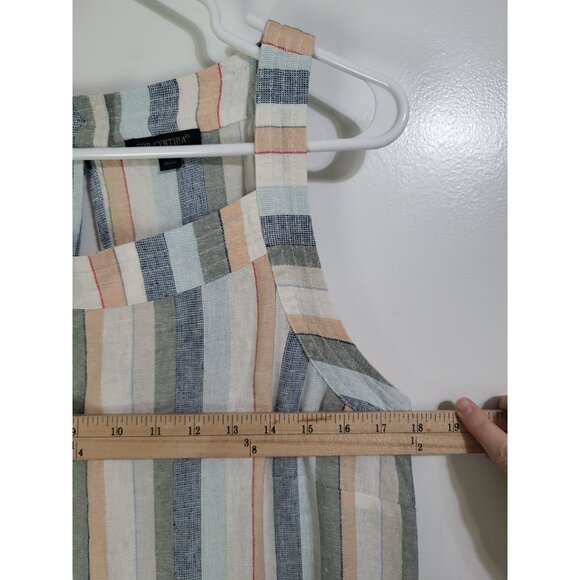 FOR CYNTHIA Women’s XL Striped Linen Blend Sleeveless Shift Dress Beach Coastal - Picture 6 of 9